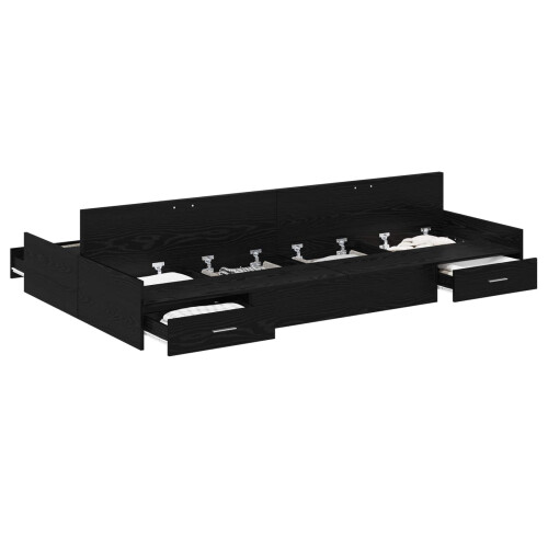Berkfield Storage Bed Frame Black Oak 120 x 200 cm Engineered Wood 1