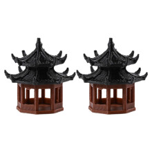 Mini statua di padiglione cinese per paesaggio bonsai (2 pezzi)