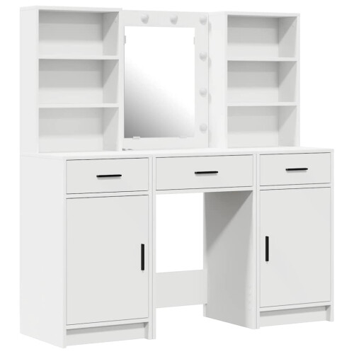 Berkfield Dressing Table Set with Drawer 3 pcs White Engineered Wood 1