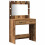 Berkfield Dressing Table with Mirror Lights 2 pcs Brown Engineered Wood 5