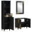 Berkfield Bathroom Cabinet Set with Drawer 3 pcs Black Solid Mango Wood 2