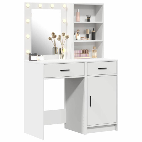 Berkfield Dressing Table Set with Drawer 2 pcs White Engineered Wood 2
