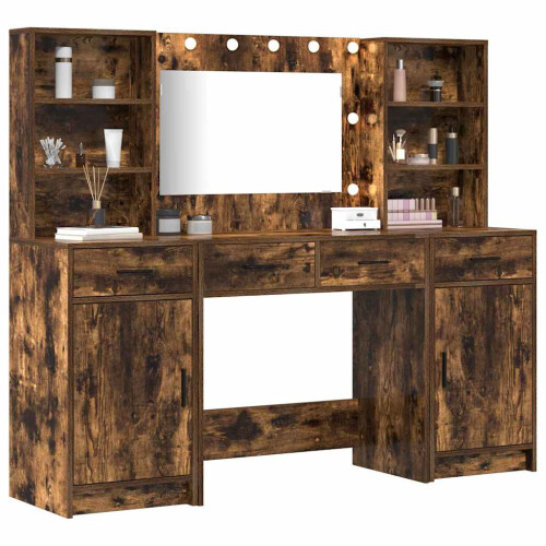 Berkfield Dressing Table Set with Drawer 3 pcs Smoked Oak Engineered Wood 2