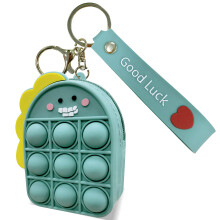 Cute Dinosaur Pop Fidget Purse Coin Pouch for Girls, Soft Dual Function Keychain Easter Gift