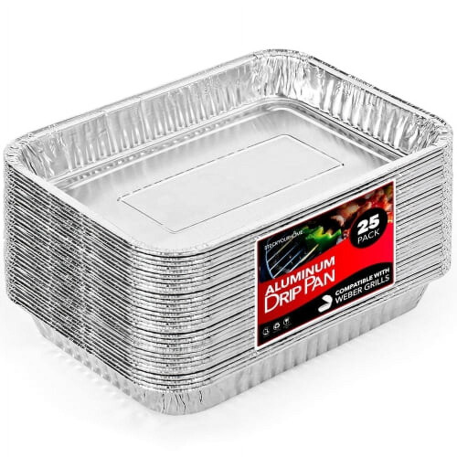 Grill drip pans aluminum 1.25 inch 25-pack