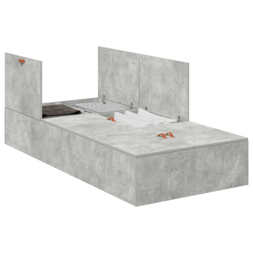 Berkfield Storage Bed Frame Concrete Grey 90 x 200 cm Engineered Wood 1