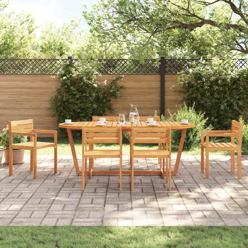 Berkfield 7 Piece Garden Dining Set Solid Wood Acacia 2