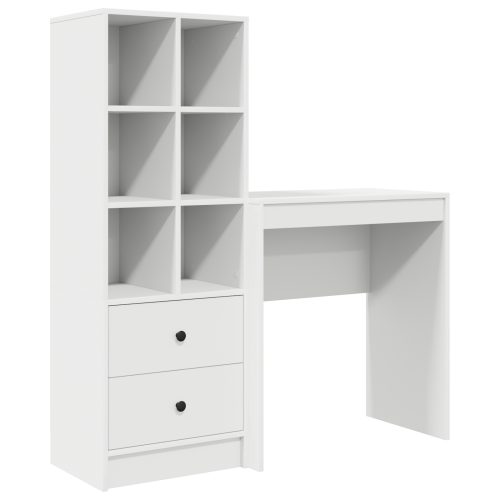 Berkfield Desk with Drawer with Shelf with Storage 2 pcs White 1