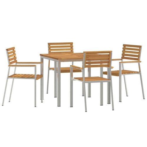 Berkfield Garden Dining Set 5 pcs Brown Solid Acacia Wood 1