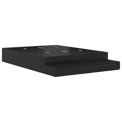 Berkfield Storage Bed Frame with Drawer Black Oak 150 cm Engineered Wood 1