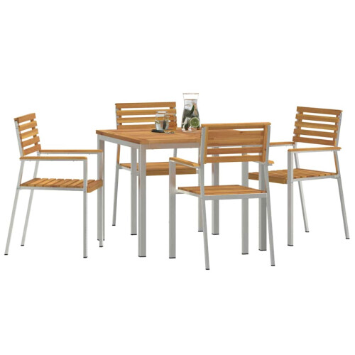 Berkfield Garden Dining Set 5 pcs Brown Solid Acacia Wood 2