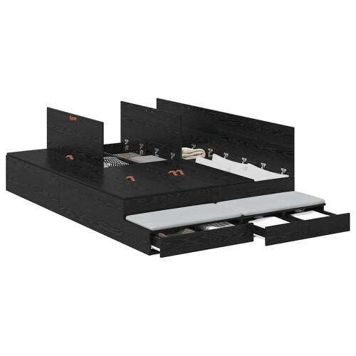 Berkfield Storage Bed Frame with Drawer Black Oak 150 cm Engineered Wood 2