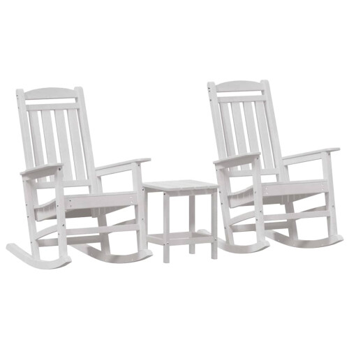 Berkfield Rocking Chair 3 pcs White Polyethylene 1