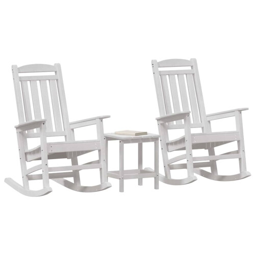 Berkfield Rocking Chair 3 pcs White Polyethylene 2