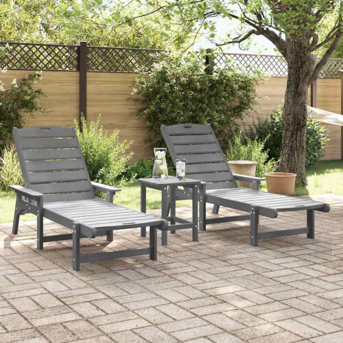 Berkfield Sun Lounger Reclining 3 pcs Light Grey Polyethylene
