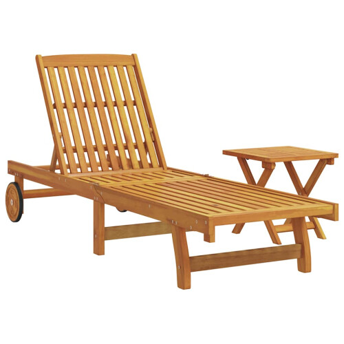 Berkfield Sun Lounger with Table Solid Wood Acacia 1