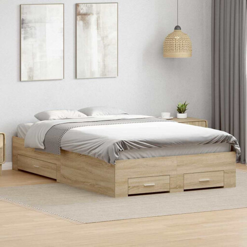 Berkfield Bed Frame with Drawer Brown 120 x 190 cm Engineered Wood 2