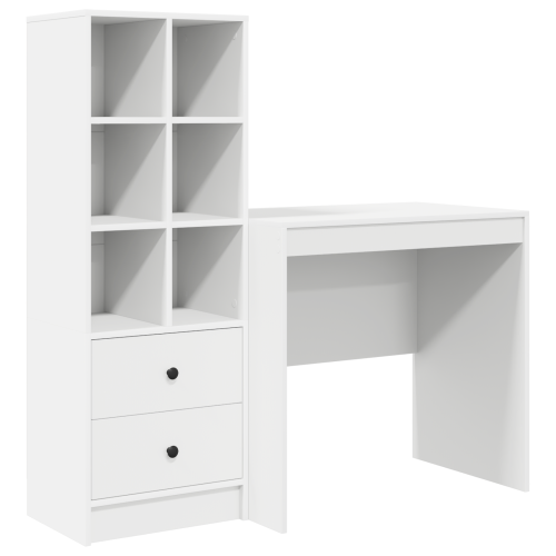 Berkfield Desk with Drawer with Shelf with Storage 2 pcs White 1