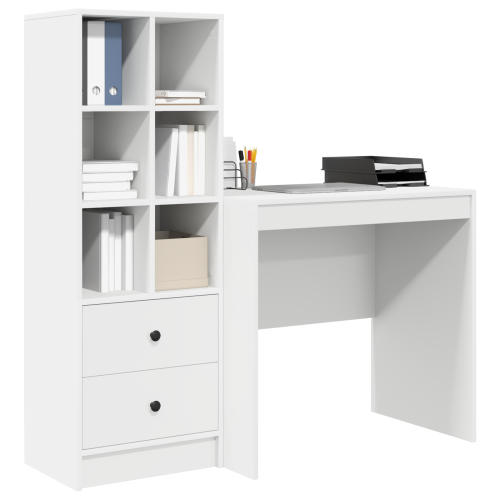 Berkfield Desk with Drawer with Shelf with Storage 2 pcs White 2