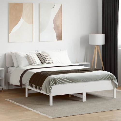 Berkfield Bed Frame without Mattress White 120x190 cm Small Double Solid Wood Pine 2