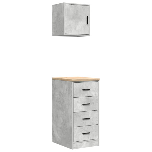 Berkfield Garage Cabinets 2 pcs Concrete Grey Engineered Wood 1