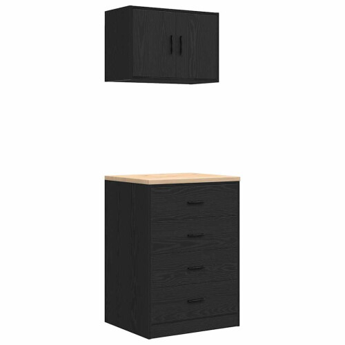 Berkfield Garage Cabinets 2 pcs Black Engineered Wood 1