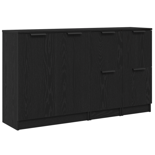 Berkfield Sideboard 3 pcs Black Oak Engineered Wood 1