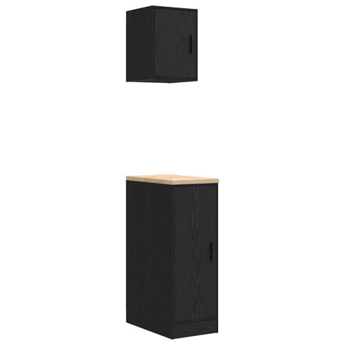 Berkfield Garage Cabinets 2 pcs Black Engineered Wood 1