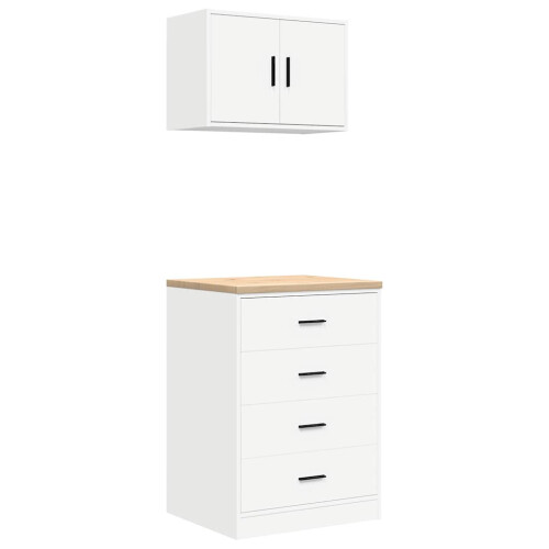 Berkfield Garage Cabinets 2 pcs White Engineered Wood 1