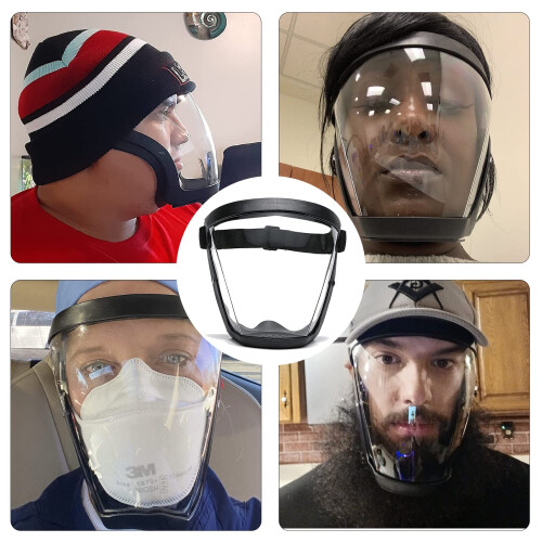 Anti Fog Face Shield for Adults, Clear Full Face Protective Coverage with Adjustable Fit, Black 1
