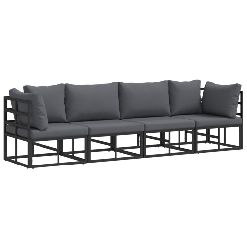 Berkfield Garden Sofa Set 4 pcs Black Metal 1