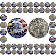 50 Pack Veteran Challenge Coins Bulk Set, DoubleSided Bald Eagle Military Appreciation Coins Gift