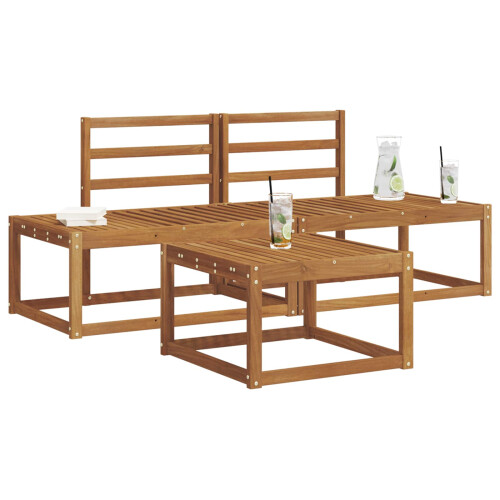 Berkfield Outdoor Sofa Set 3 pcs Natural Solid Acacia Wood 2