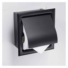 Black Concealed Stainless Steel Toilet Paper Holder for Bathroom, Wall Mounted Tissue Box for Hotel
