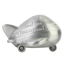 Metal Airplane Piggy Bank for Kids, Durable Metal Coin Box, Airplane Shape Home Decor Gift