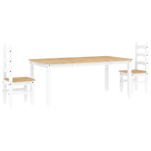 Berkfield 3 Piece Dining Set PANAMA White Solid Wood Pine 1