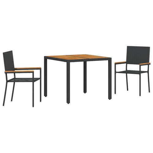 Berkfield Garden Dining Set 3 pcs Black Poly Rattan 1