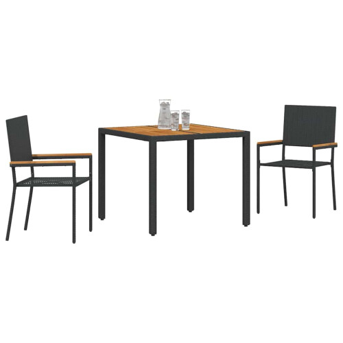 Berkfield Garden Dining Set 3 pcs Black Poly Rattan 2
