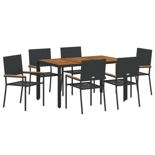 Berkfield Garden Dining Set 7 pcs Black Poly Rattan 1