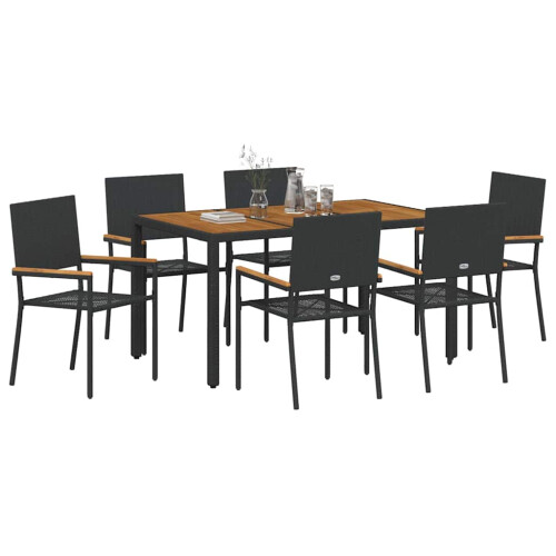 Berkfield Garden Dining Set 7 pcs Black Poly Rattan 2
