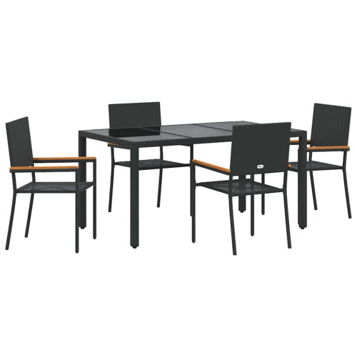 Berkfield Garden Dining Set 5 pcs Black Poly Rattan 1