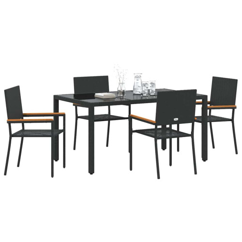 Berkfield Garden Dining Set 5 pcs Black Poly Rattan 2