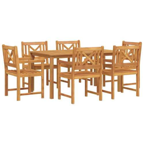 Berkfield Garden Dining Set 7 pcs Brown Solid Acacia Wood 1