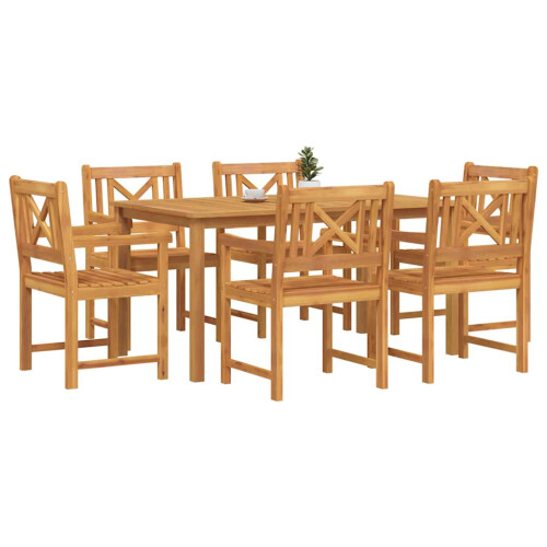 Berkfield Garden Dining Set 7 pcs Brown Solid Acacia Wood 2