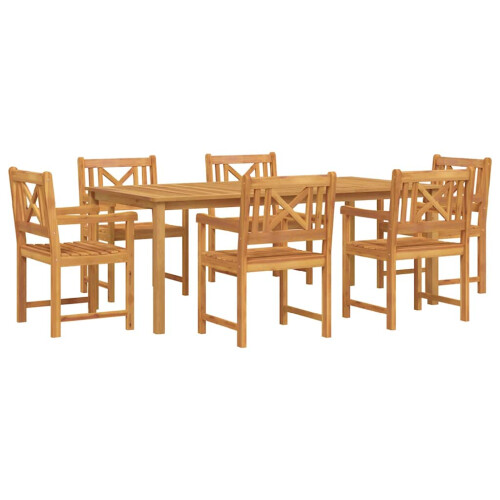 Berkfield Garden Dining Set 7 pcs Brown Solid Acacia Wood 1