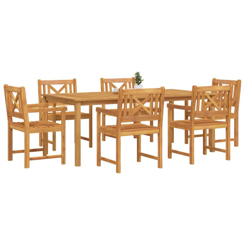 Berkfield Garden Dining Set 7 pcs Brown Solid Acacia Wood 2