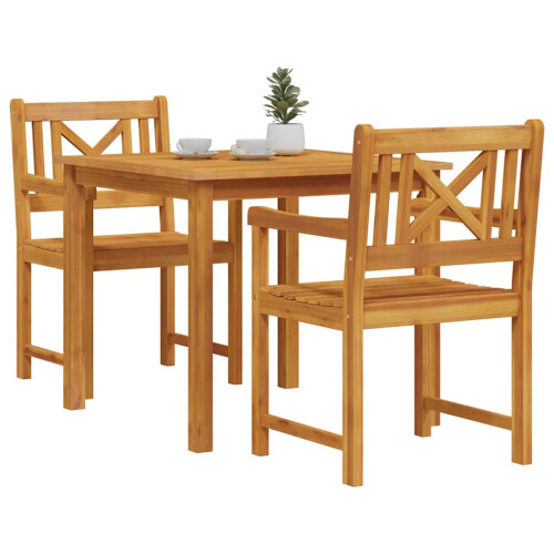 Berkfield Garden Dining Set 3 pcs Brown Solid Acacia wood 2