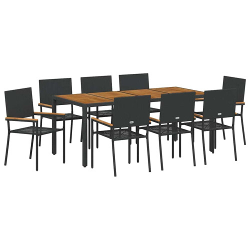 Berkfield Garden Dining Set 9 pcs Black Poly Rattan 1