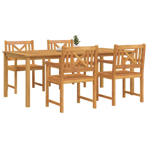 Berkfield Garden Dining Set 5 pcs Brown Solid Acacia Wood 2