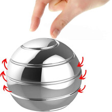 Silver Kinetic Spinning Desk Toy Ball 2.1 Inch Optical Illusion Fidget Spinner for Office Desk